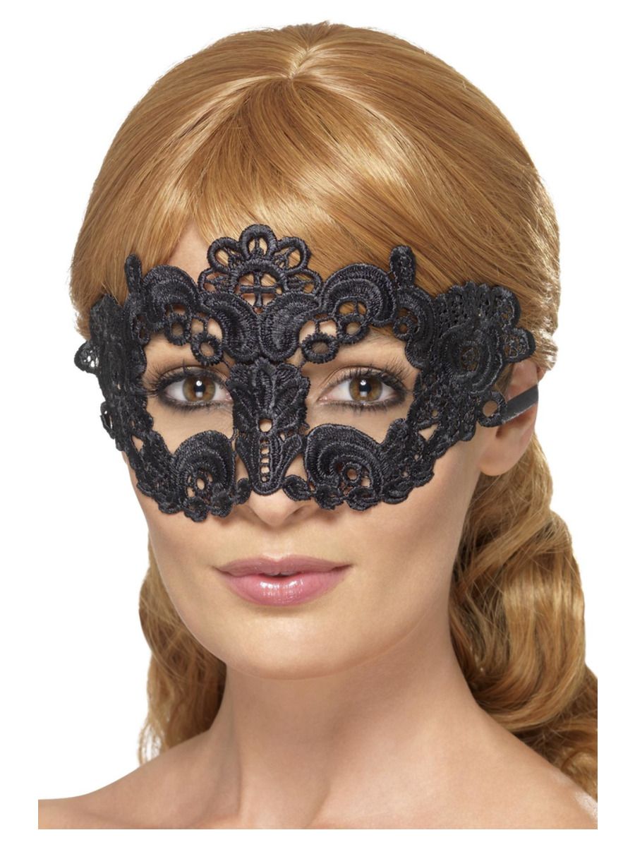 Eyemask, lace, floral, black