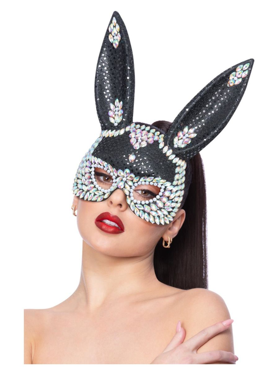 Jänese mask, kivikestega, must