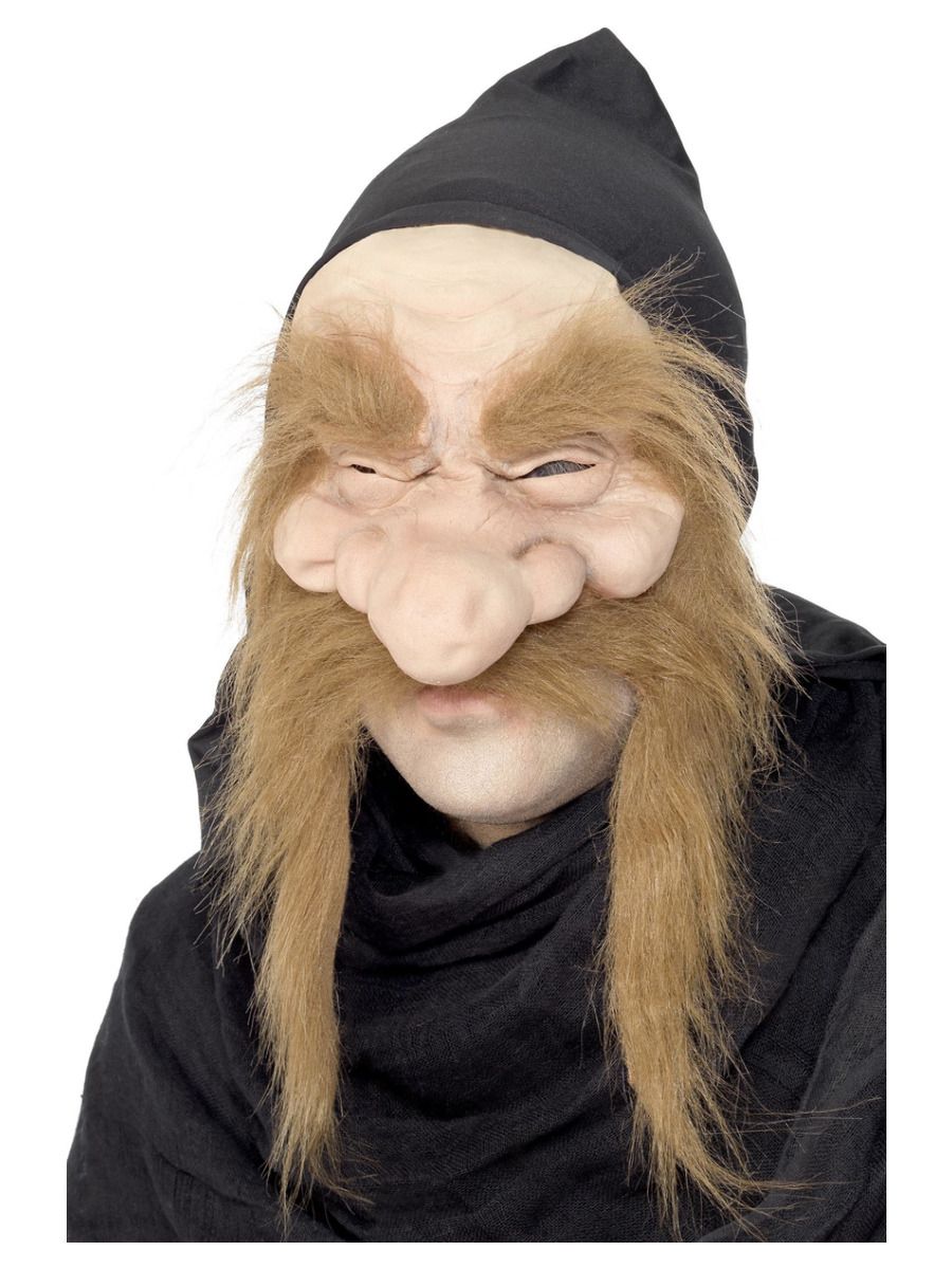 Päkapiku mask kapuutsiga, vuntside- ja kulmudega, lateks