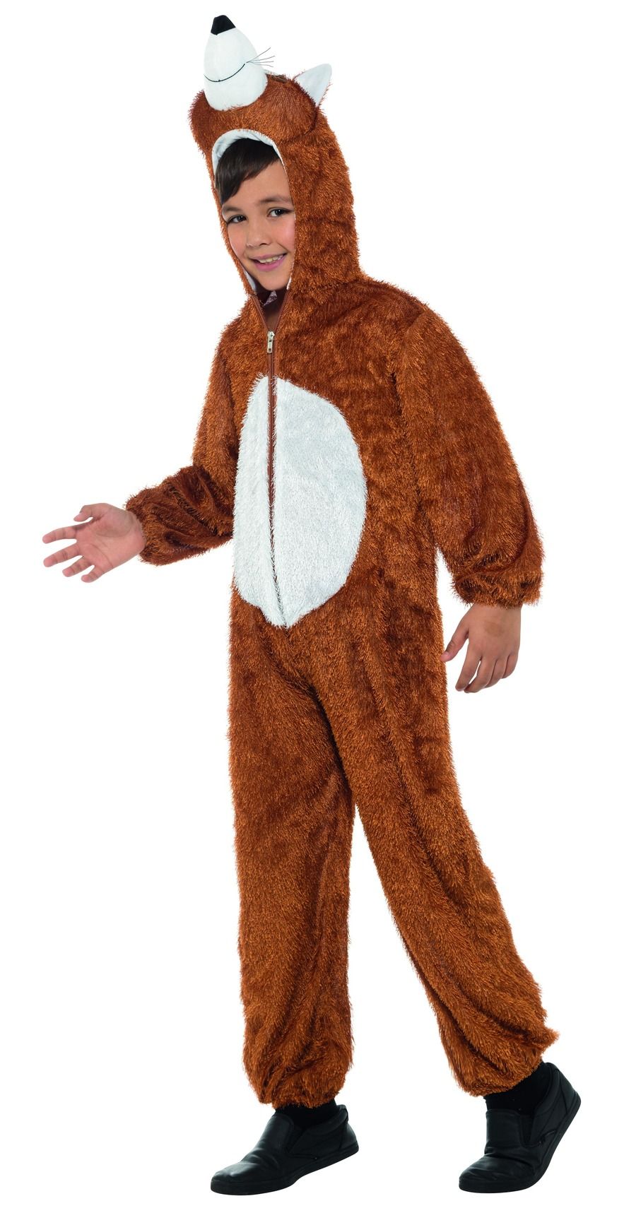 Fox costume, hooded jumpsuit, for children (M, 130-143 cm, 7-9 years)
