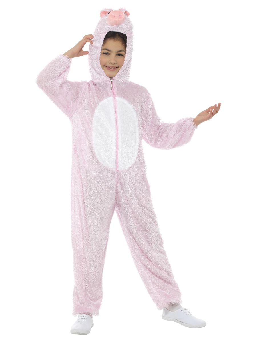 Pig costume, hooded jumpsuit, for children (M, 130-143 cm, 7-9 years)