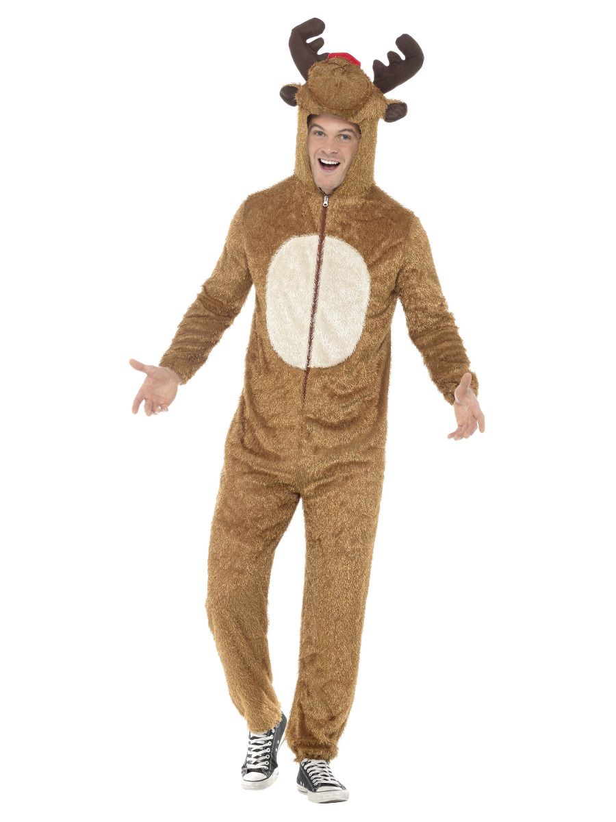 Põhjapõdra kostüüm, kapuutsiga jumpsuit (M)