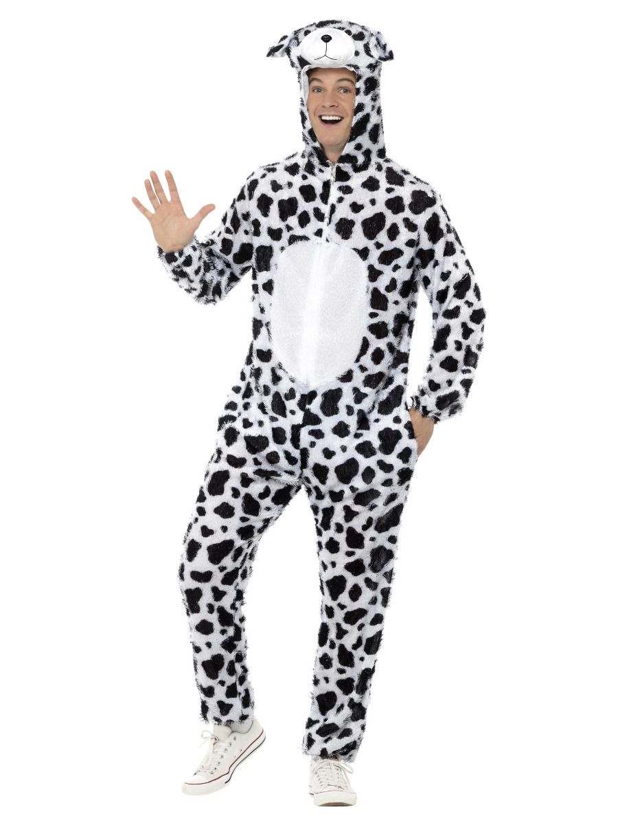 Dalmaatsiakoera kostüüm, kapuutsiga jumpsuit (L)