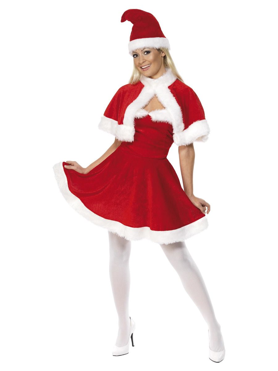 Christmas costume for women, dress, cape and hat (M, 40-42)