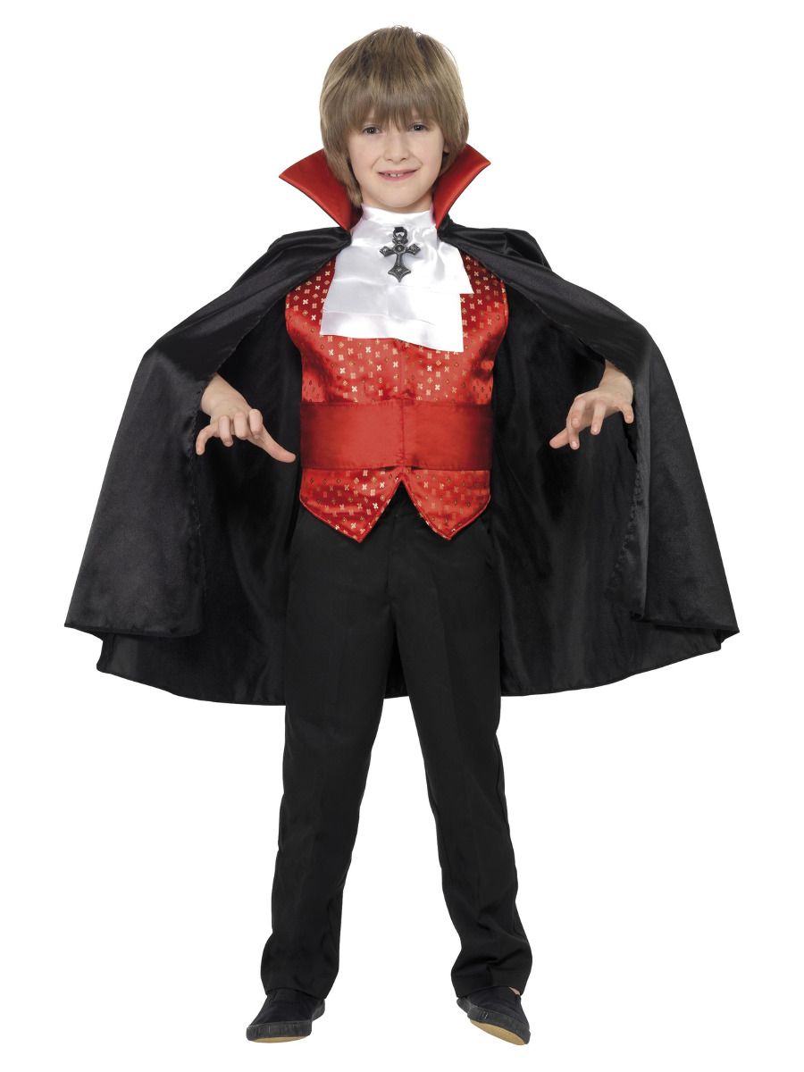 Dracula kostüüm, keep, smokivöö, kravatt ja vest, lastele (M)