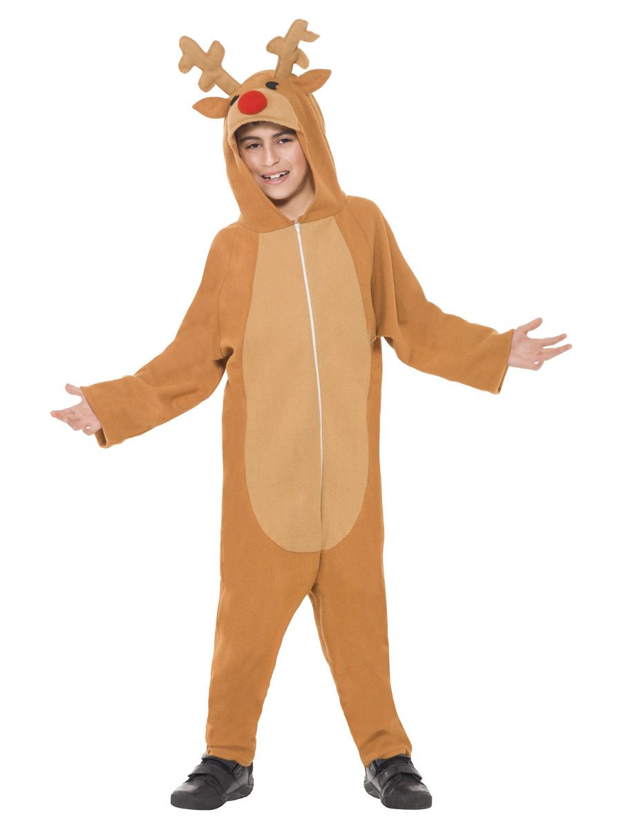 Moose costume, hooded jumpsuit, for children (M, 130-143 cm, 7-9 years)