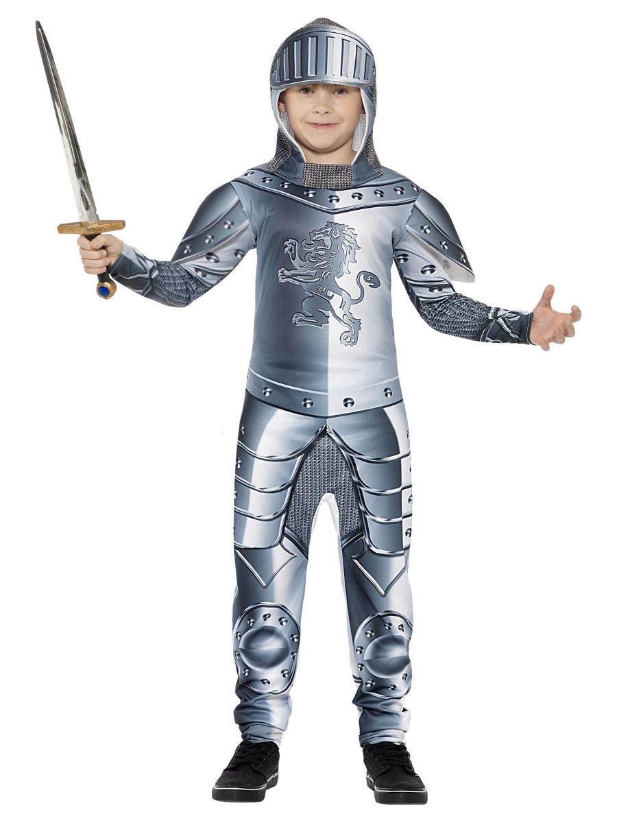 Knight costume, jumpsuit, headpiece, for children (L)