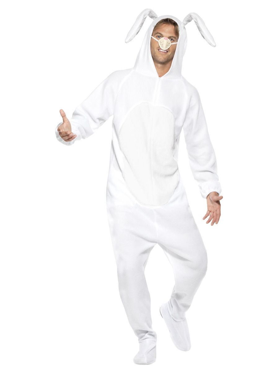 Rabbit costume, hooded jumpsuit and nose (L)