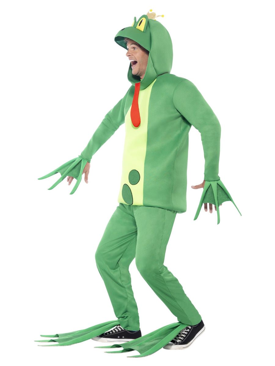 Frog prince costume, top, pants, headgear, arm and leg covers, green (one size)