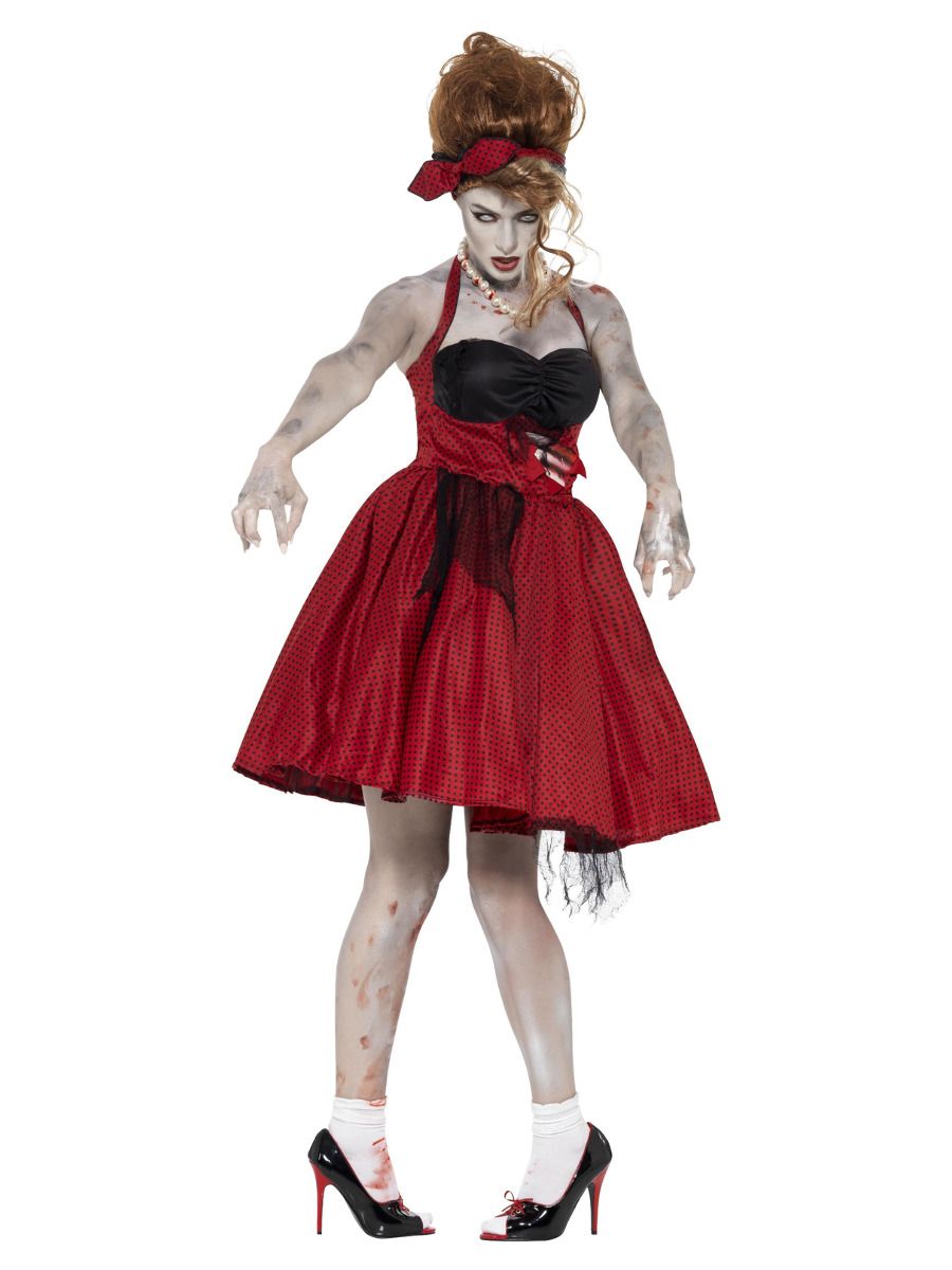 50ndate rockabilly zombi kostüüm, kleit, peapael (M, 40-42)