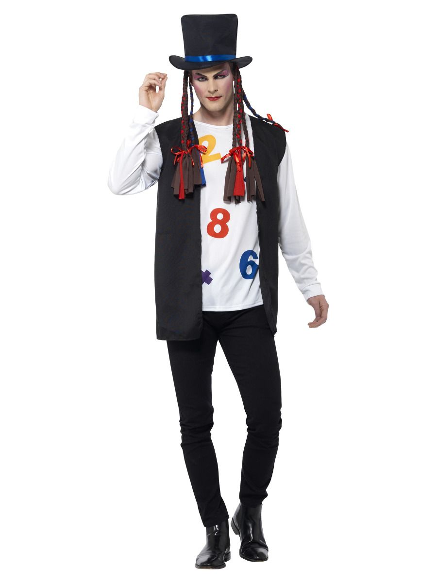80ndate popstaari kostüüm, top, vest, müts, patsid (L)