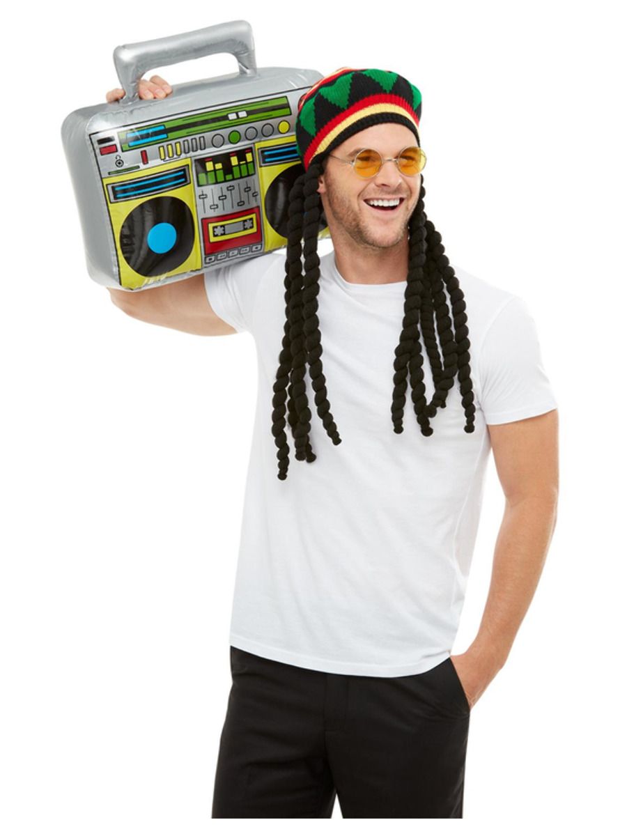 Jamaica komplekt, rastapatsid, päikeseprillid, täispuhutav raadio (one size)