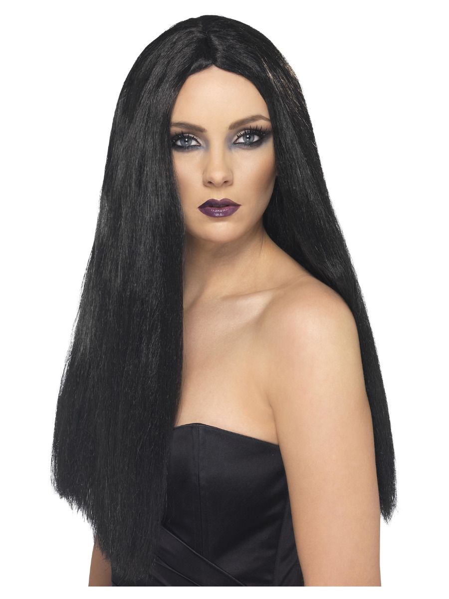Nõia parukas, sirge, 60cm, must