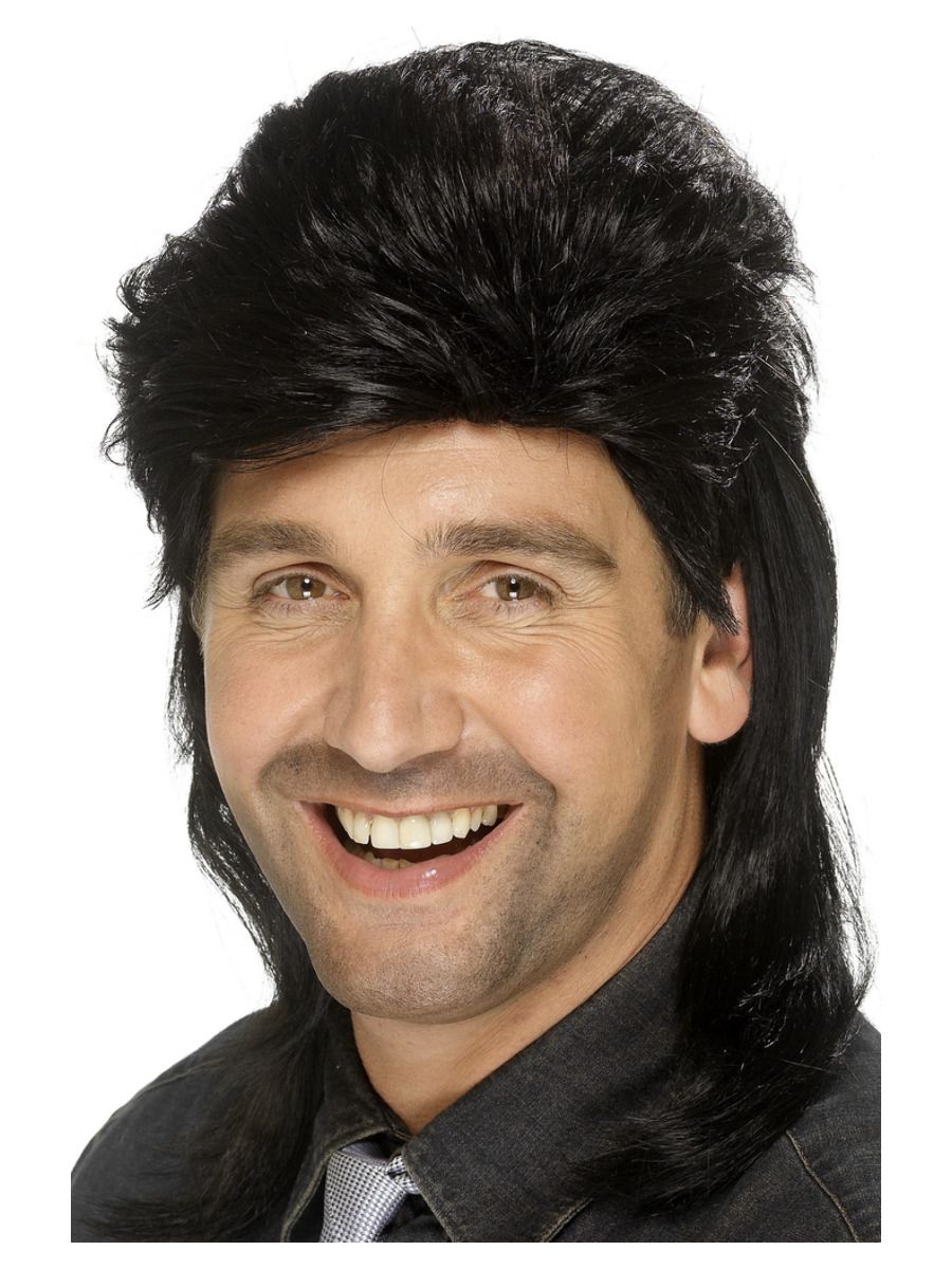 Mullet lõikusega parukas, must