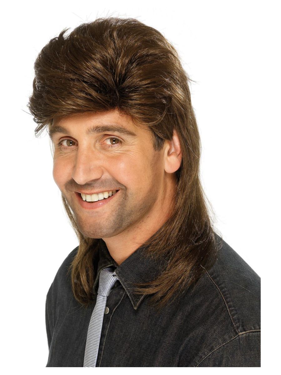 Mullet lõikusega parukas, pruun