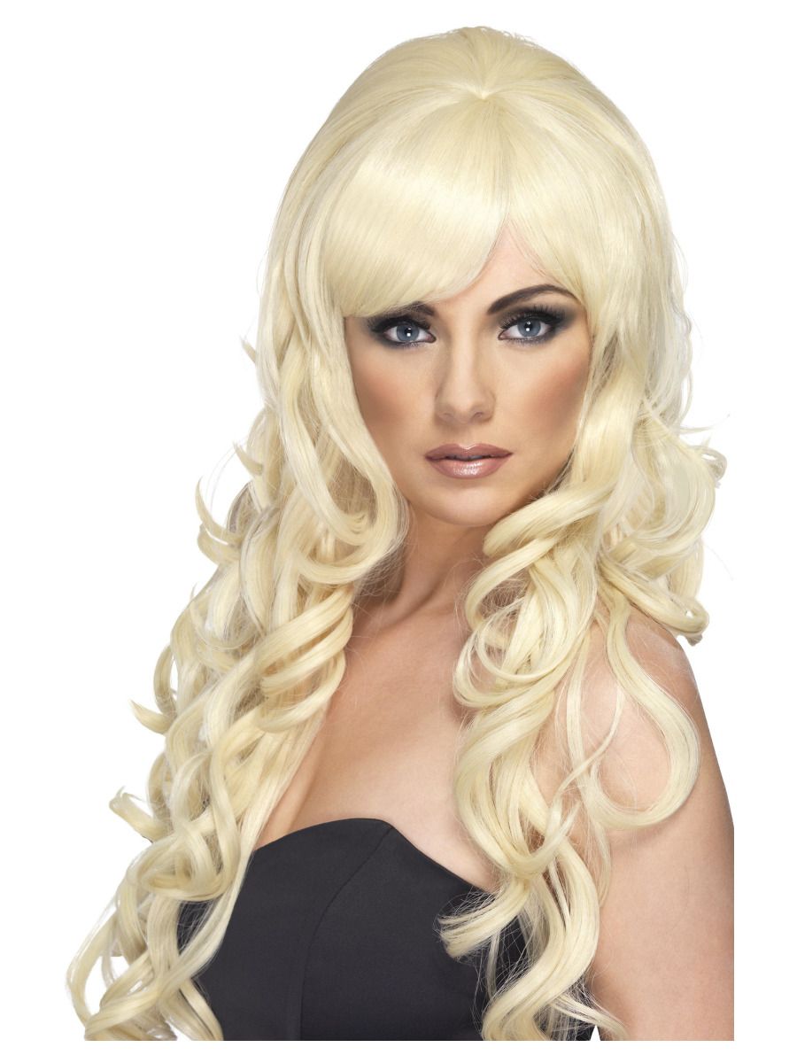 Parukas tukaga, lokkidega, blond