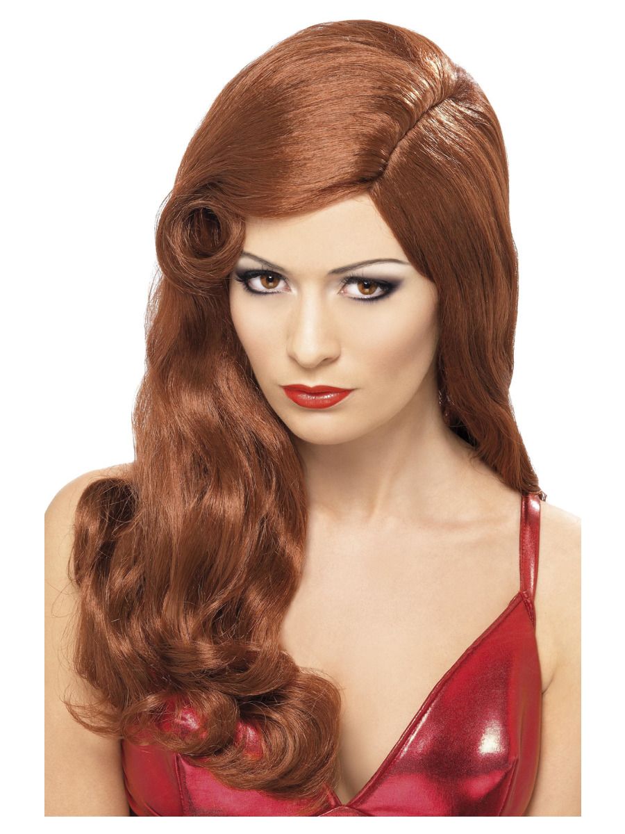 Auburn wig, with natural curls, long