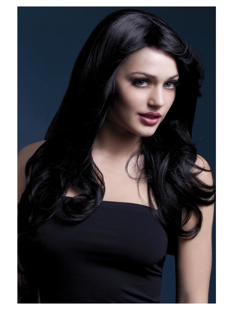 Black wig (Nicole), waves at the ends, 66cm
