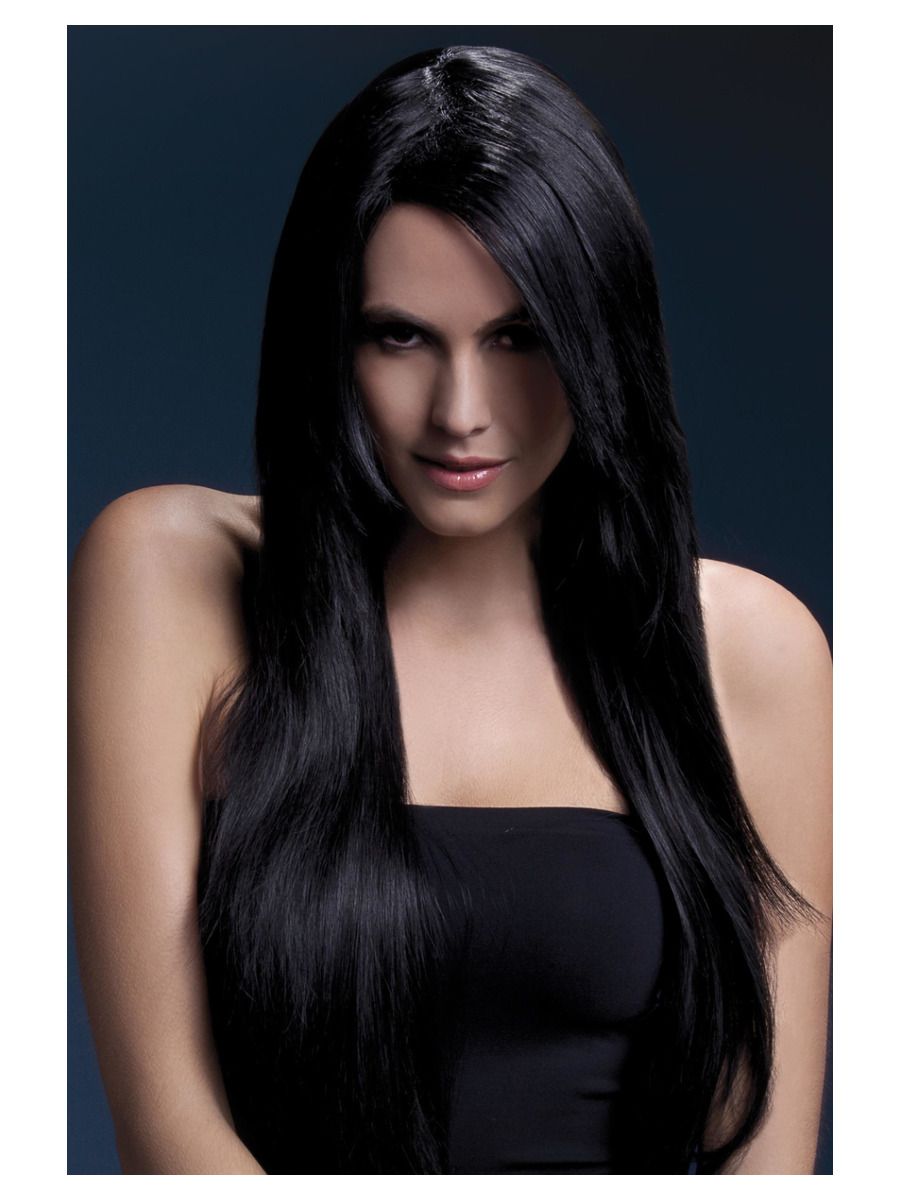 Black wig (Amber), straight, long, 71cm