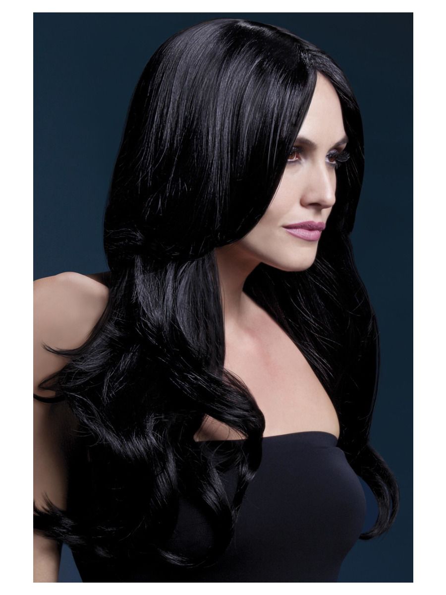 Black wig (Khloe), waves at the ends, 66cm