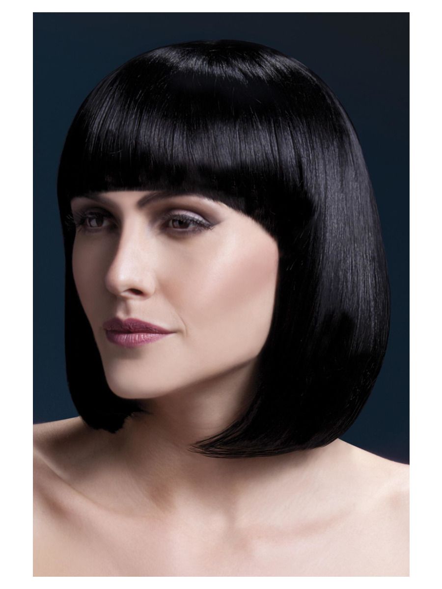 Black wig with fringe (Elise), 33cm