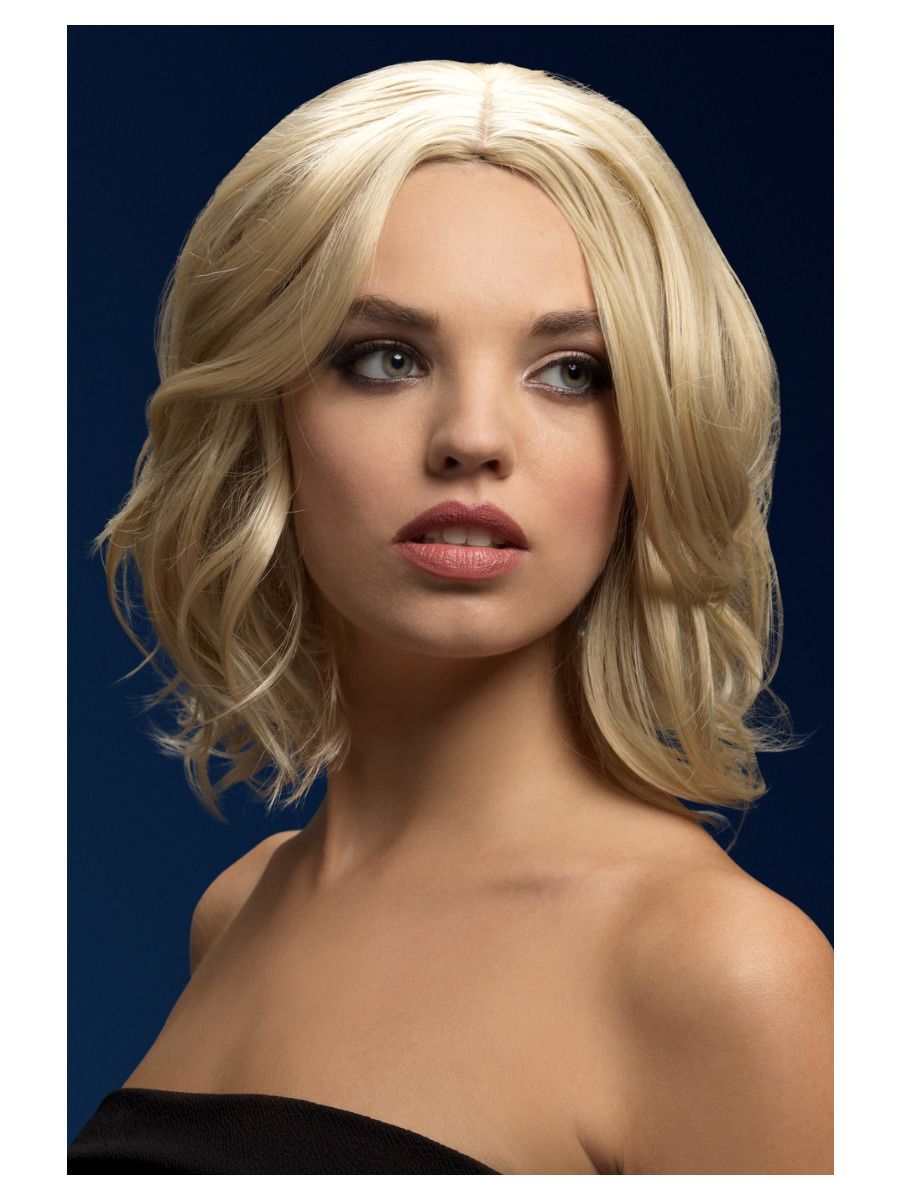 Tume blond parukas (Olivia), kerged lained, 33cm