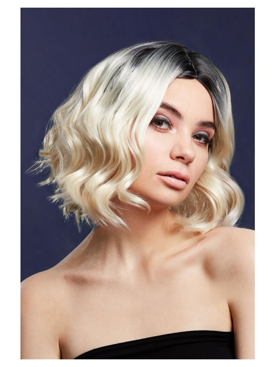 Kahevärviline blondi värvi parukas (Kourtney) lokid, 30cm