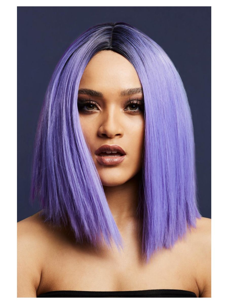 Two-tone violet wig (Kylie), straight, 37cm