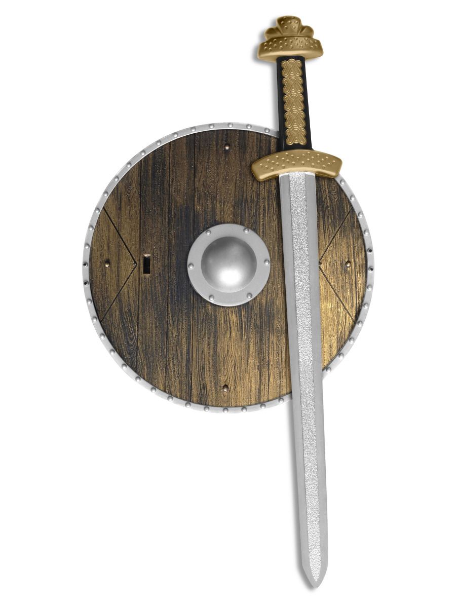 Rüütli komplekt, kilp ja puidu efektiga mõõk (39cm)