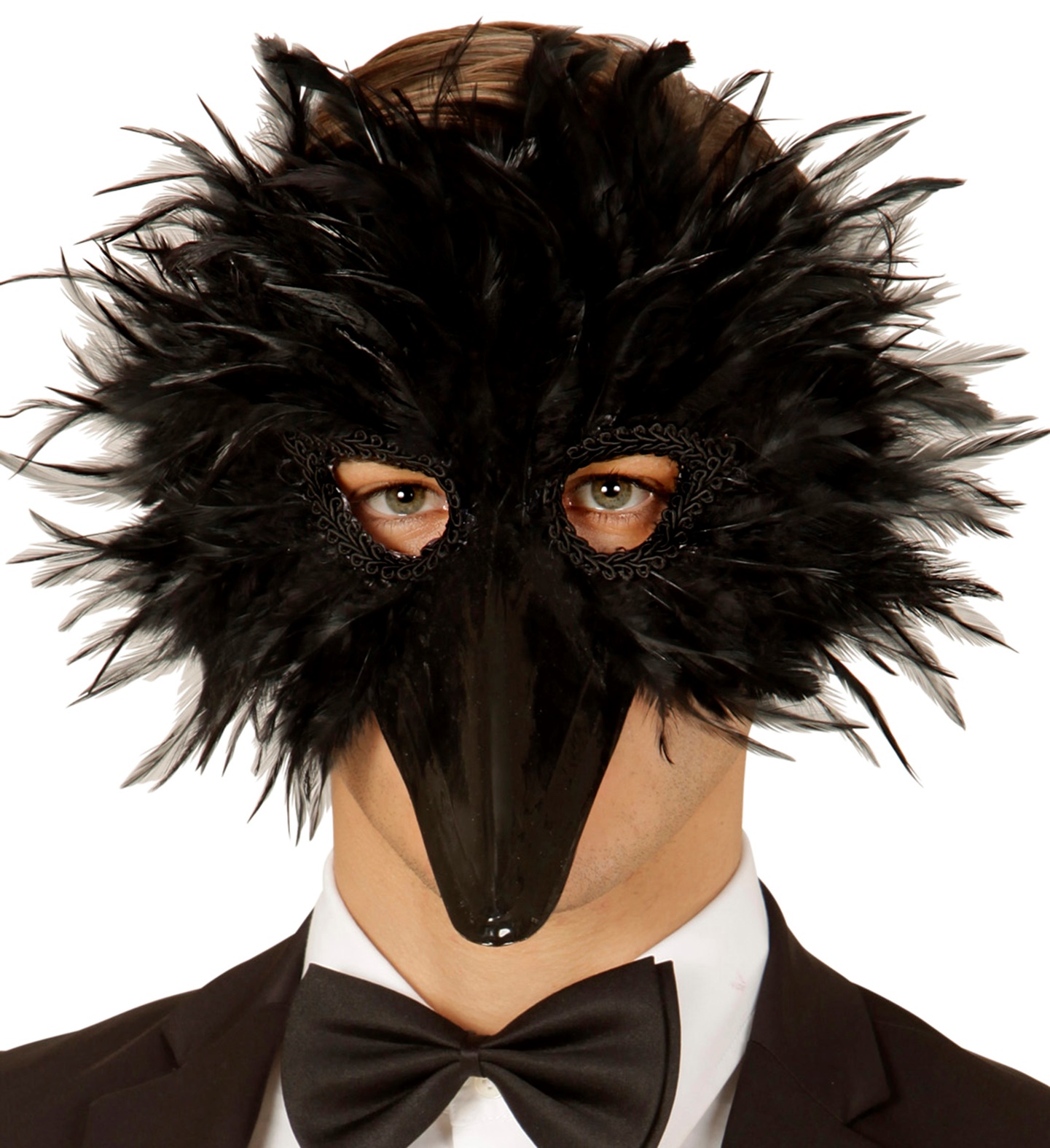 Musta linnu mask, sulgedega