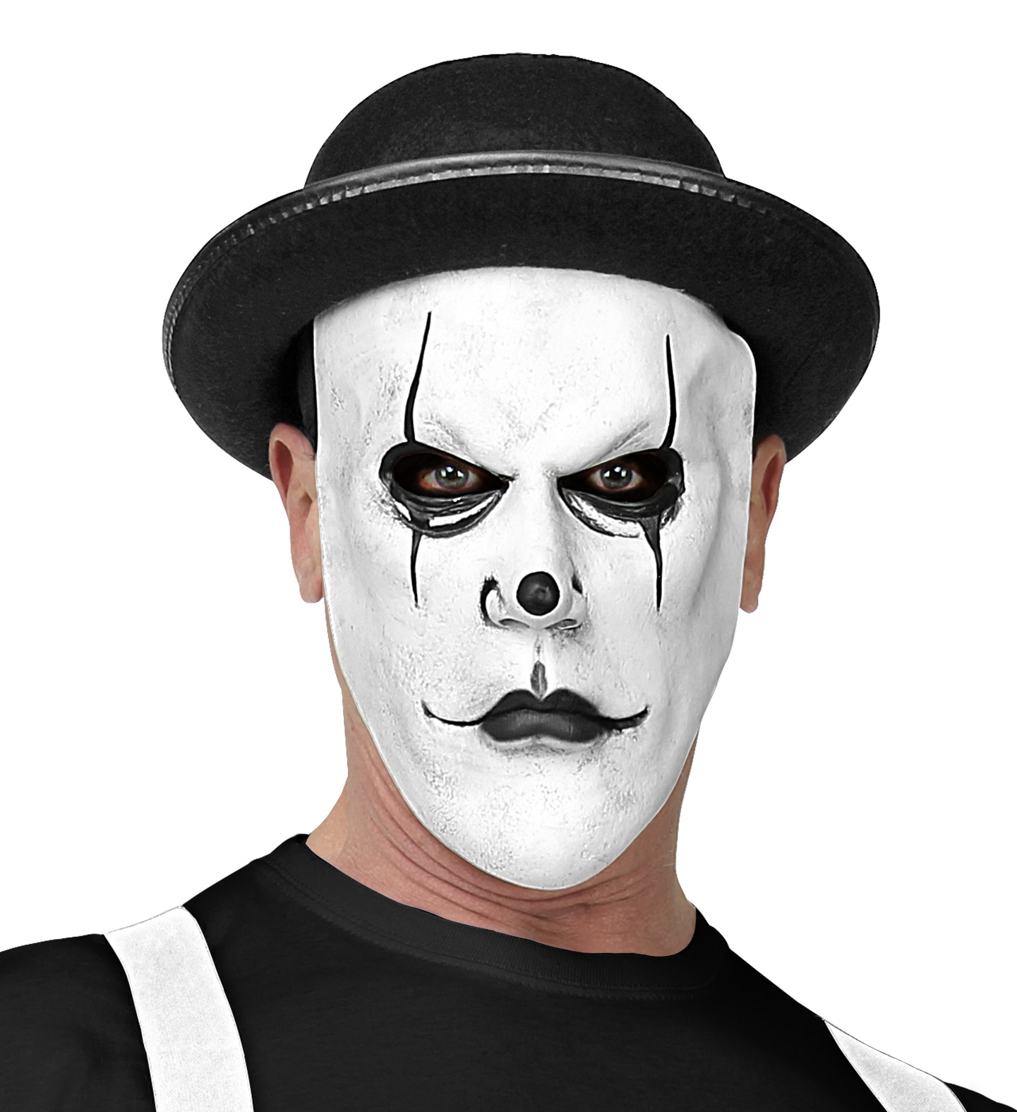 Arlekiini mask kaabuga, lateksist