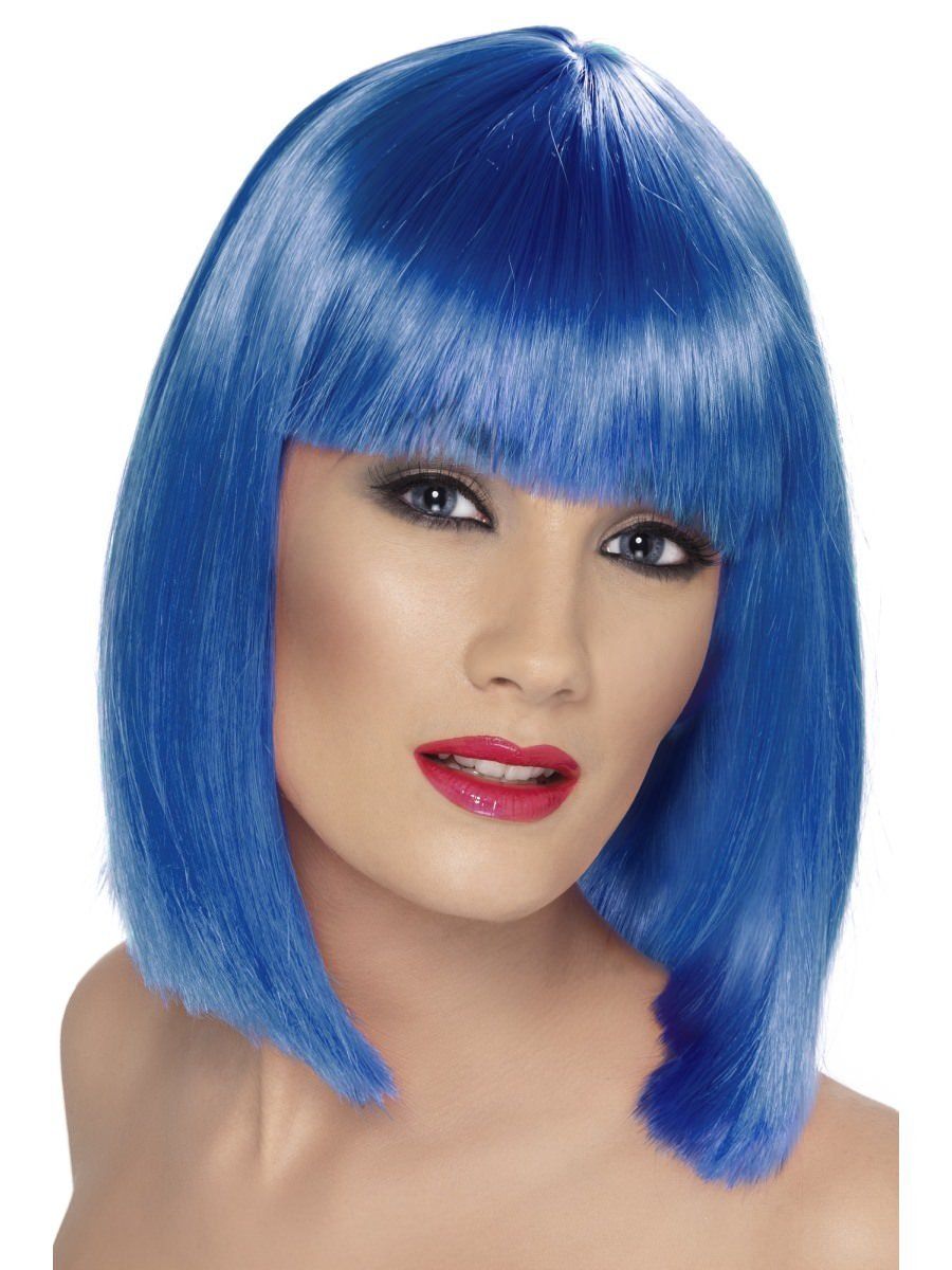 Wig with a bang, blue