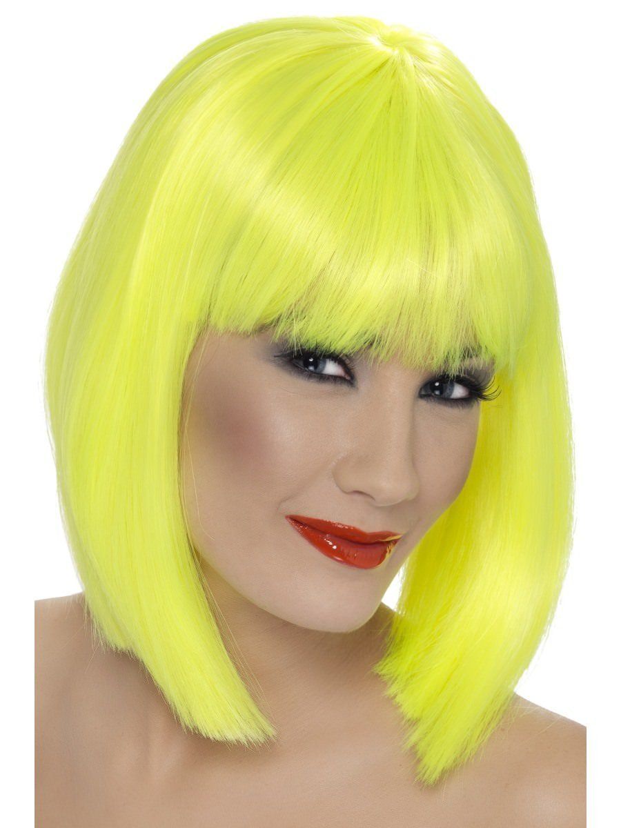 Wig with a bang, neon yellow