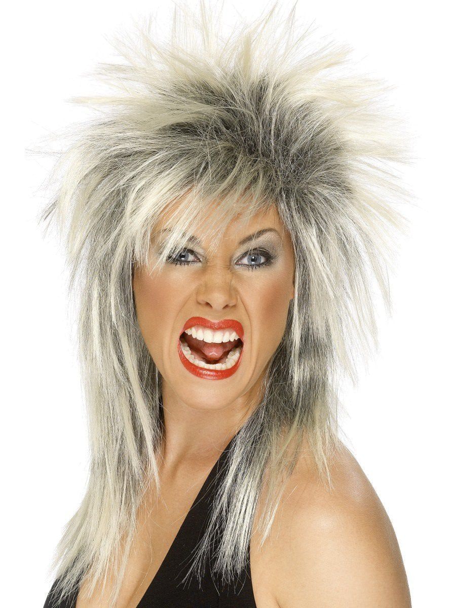 Rock diva parukas, kahetooniline, blond-must