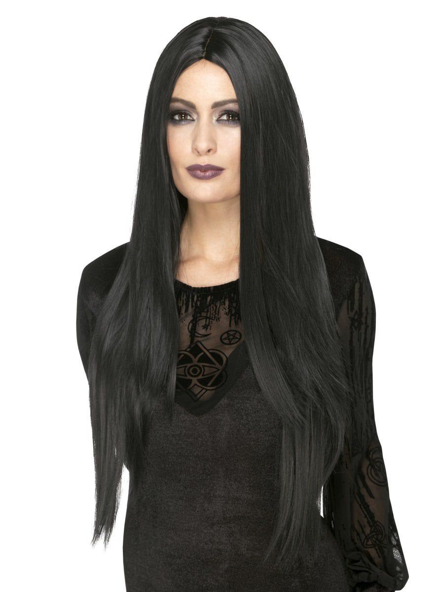 Witch wig, long, black