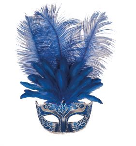 Venetian eye-mask feather, blue