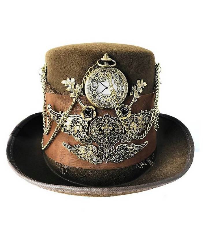 Steampunk kübar, pruun
