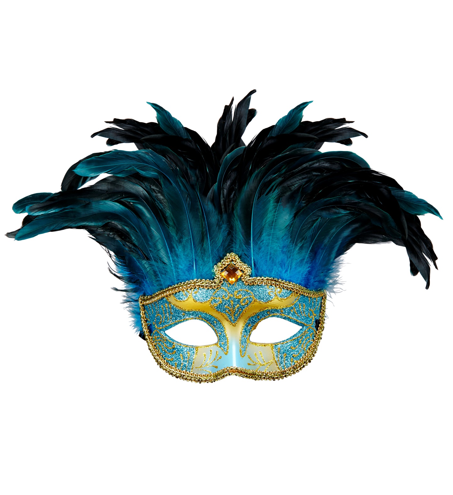 Eye mask with feathers, blue