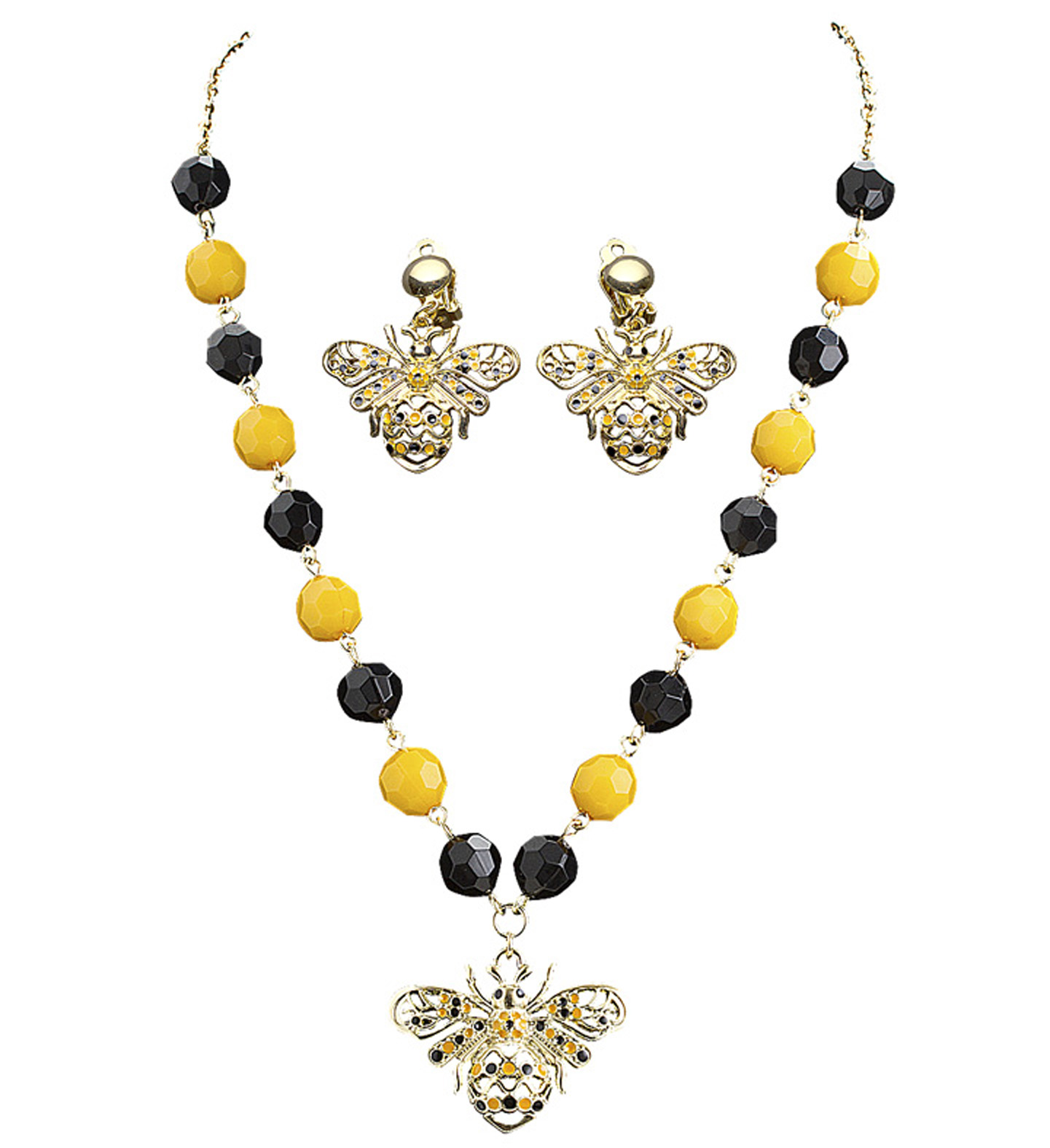 Bee necklace and earrings